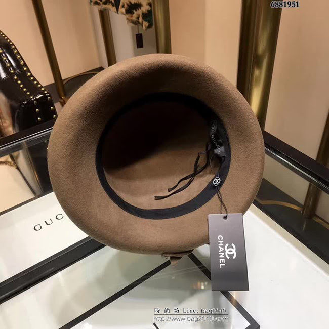 CHANEL香奈兒 2018新款羊毛盆帽 百搭圓頂禮帽 6881951 LLWJ7369